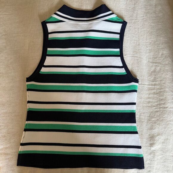 525 America Vivienne Johnny Collar Striped Tank in Dark Blue Multi S - Picture 8 of 8
